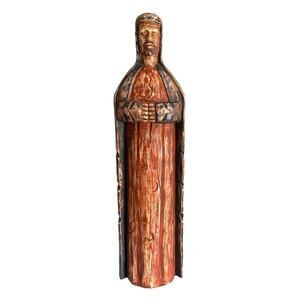 Primitive Style Wise Man Statue  Resin Santo Rey Wood Look Spanish Colonial